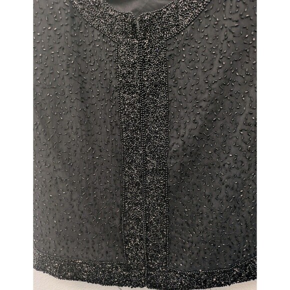 Vintage Sténay Black Beaded Silk Evening Jacket sz S Wedding Formal Matron - Picture 4 of 9